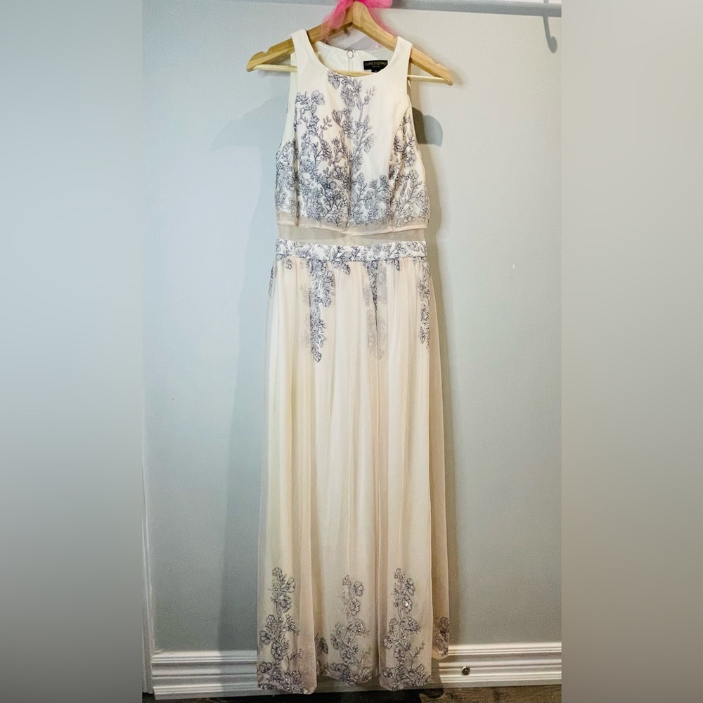 Beautiful Formal Dress with Sparkly Silver Floral Detailing